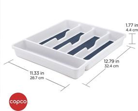 img 3 attached to 🗄️ Copco Basics 5 Compartment Drawer Organizer - 12.79 x 11.33 x 1.77-Inch - Steel Blue: Maximize Drawer Space and Keep Essentials Neatly Organized