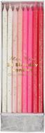🎂 meri meri pink candles - 24 pack: vibrant shades from ice to salmon pink and magenta logo