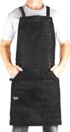 👨 versatile and stylish black denim apron with adjustable crossback design, 4 convenient pockets, and generous size of 34 x 27 inches - perfect for men and women in various home and commercial environments - hudson durable goods logo