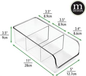 img 1 attached to 🍽️ mDesign Clear Plastic Food Storage Organizer with 3 Compartments - Ideal for Kitchen Cabinet, Pantry, Shelf, Drawer, Fridge, Freezer Organization - Holds Snack Bars - Ligne Collection