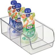 🍽️ mdesign clear plastic food storage organizer with 3 compartments - ideal for kitchen cabinet, pantry, shelf, drawer, fridge, freezer organization - holds snack bars - ligne collection логотип