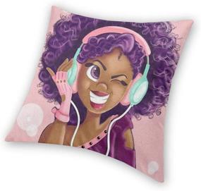 img 1 attached to 🎶 SARA NELL African American Black Art Throw Pillow Cases - Afrocentric Black Girl with Purple Hair - Love for Music - Decorative Pillow Covers - 18 x 18 inch Cushion Covers with Zipper