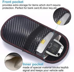 img 2 attached to 2 Pack Faraday Bag for Key Fob - TICONN Car RFID Signal Blocking Protector, Carbon Fiber Texture, Anti-Theft Pouch, Anti-Hacking Case Blocker