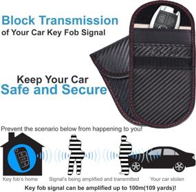 img 3 attached to 2 Pack Faraday Bag for Key Fob - TICONN Car RFID Signal Blocking Protector, Carbon Fiber Texture, Anti-Theft Pouch, Anti-Hacking Case Blocker