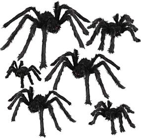 img 4 attached to Dreampark Halloween Spider Decorations: Realistic Hairy Spiders 🕷️ Set for Indoor & Outdoor Creepy Decor (6 Different Sizes)