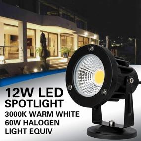 img 3 attached to IP66 Waterproof 12W LED Spot Lights (2 Pack) for Indoor and Outdoor: Uplight, Security Floor & Ceiling Spotlight, Warm White - Home, Garden, Yard - with US 2-Plug