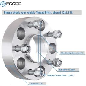 img 3 attached to 🔧 ECCPP 2X 1.5 дюйма 5 Болтовые Hubcentric дистанционные кольца 5x4.75 до 5x4.75 70.5 мм с болтами 12x1.5 - Улучшите стабильность и производительность автомобиля с высококачественными Hubcentric дистанционными кольцами.