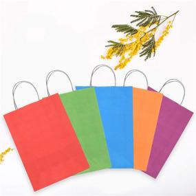 img 1 attached to 🌈 24-Piece Rainbow Colored Paper Bags with Handles - Assorted Colorful 6 Colors; Perfect for Gift Treat Favors, Tea Party, Wedding Celebration; Multi-Use for Boys, Girls, Kids; Prime