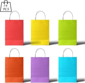 img 3 attached to 🌈 24-Piece Rainbow Colored Paper Bags with Handles - Assorted Colorful 6 Colors; Perfect for Gift Treat Favors, Tea Party, Wedding Celebration; Multi-Use for Boys, Girls, Kids; Prime