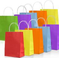 🌈 24-piece rainbow colored paper bags with handles - assorted colorful 6 colors; perfect for gift treat favors, tea party, wedding celebration; multi-use for boys, girls, kids; prime logo