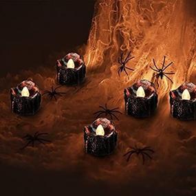 img 2 attached to 🎃 eLander Halloween Decorations Tea Lights, Battery Operated, Flickering Amber Yellow Flameless Candles [12 Pack]