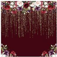 burgundy red flowers backdrop: golden glitter floral décor for birthday, bridal shower, wedding, and anniversary photography! logo