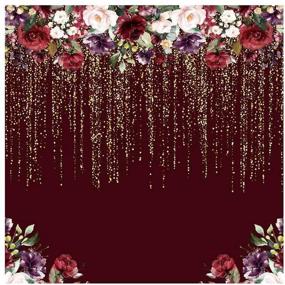 img 4 attached to Burgundy Red Flowers Backdrop: Golden Glitter Floral Décor for Birthday, Bridal Shower, Wedding, and Anniversary Photography!