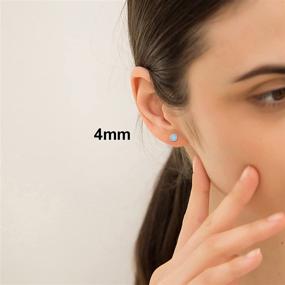 img 2 attached to Sterling Earrings 3Mm 8Mm Simulated Hypoallergenic Girls' Jewelry