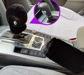 img 2 attached to 3Pcs/Set Fashion Faux Wool Fur Furry Steering Wheel Cover, Short Hair Soft Fluffy Handbrake Cover, Gear Shift Cover - Universal Thickening Fuzzy Warm Non-Slip Auto Interior (Automatic, Black)