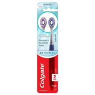ручные зубные щетки colgate renewal - массаж десен и глубокая чистка, полная головка, дополнительно мягкие щетины - 2 штуки. логотип