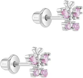 img 3 attached to 🦋 925 Sterling Silver Pink CZ Butterfly Girl Screw Back Earrings - Butterfly Studs for Young Girls & Pre-Teens with Enhanced SEO