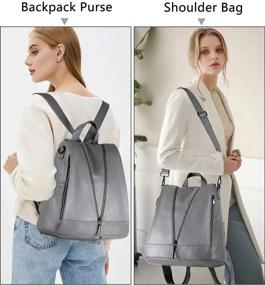img 3 attached to 🎒 Grey Women Backpack Purse: Stylish PU Leather Anti-theft Casual Shoulder Bag with Large Capacity & Waterproof Design