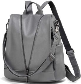 img 4 attached to 🎒 Grey Women Backpack Purse: Stylish PU Leather Anti-theft Casual Shoulder Bag with Large Capacity & Waterproof Design