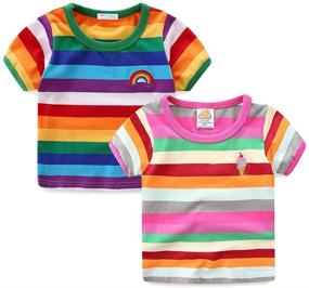 img 4 attached to 🌈 Mud Kingdom Boys T-Shirts: Vibrant Rainbow Stripe Design for Stylish Kids