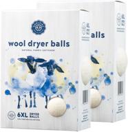 🧺 woolzies wool dryer balls: 6 xl natural fabric softener balls - pack of 2 logo