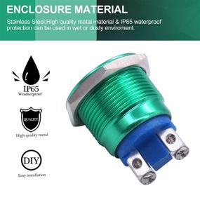 img 3 attached to Twidec / 19Mm Waterproof Green Metal Shell Momentary Flat Push Button Switch 3A/12~250V SPST 1NO Start Button For Car Modification Switch （Quality Assurance For 1 Years）M-19-G-P