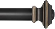 👉 ivilon square finials curtain rod - 1 1/8 inch rod, adjustable length 28-48 inches, antique black logo