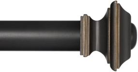 img 4 attached to 👉 Ivilon Square Finials Curtain Rod - 1 1/8 inch Rod, Adjustable Length 28-48 Inches, Antique Black