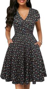 img 3 attached to Oxiuly Womens Vintage Pockets Dresses Women's Clothing for Dresses