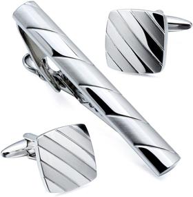 img 4 attached to HAWSON Brushed Metal Cufflinks Clip