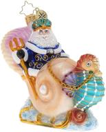 🐚 hand-crafted european glass christmas ornament: seahorse-drawn carriage by christopher radko логотип