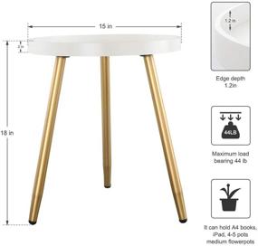 img 3 attached to 🌸 Stylish Round Side Table: Wooden Tray Table with Metal Tripod Stand, 3 Gold Legged White Table – Ideal Accent for Small Spaces in Living Room, Bedroom, or Office!