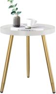 🌸 stylish round side table: wooden tray table with metal tripod stand, 3 gold legged white table – ideal accent for small spaces in living room, bedroom, or office! logo