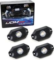 ijdmtoy (4) universal fit 3-cree 9w high power led 🚙 rock light kit for jeep truck suv off-road boat, xenon white logo