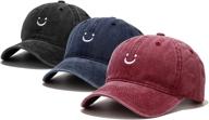 🧢 vintage distressed baseball cap set: low profile unstructured cotton dad hats - adjustable for women and men (3 pack) logo