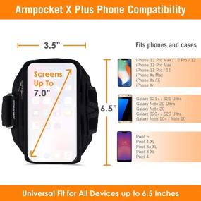 img 1 attached to 📱 Phone Running Armband: Armpocket X Plus - Compatible with 11 Pro Max, Galaxy S21+, S21 Ultra, Note 20 Ultra, Pixel 5 - Fits Cases up to 6.5 Inches - Black Medium Strap