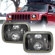 🚙 z-offroad 2pcs 110w 5x7 7x6 halo led headlights with turn signal white drl sealed beam headlamp h6054 6054 led headlight - compatible with jeep cherokee xj wrangler yj h5054 h6054ll 6052 6053 - black logo