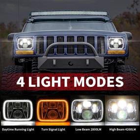 img 2 attached to 🚙 Z-OFFROAD 2pcs 110W 5x7 7x6 Halo LED Headlights with Turn Signal White DRL Sealed Beam Headlamp H6054 6054 Led Headlight - Compatible with Jeep Cherokee XJ Wrangler YJ H5054 H6054LL 6052 6053 - Black