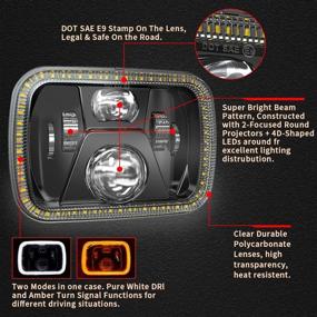 img 1 attached to 🚙 Z-OFFROAD 2 шт. 110W 5x7 7x6 Angel Eye LED фары с поворотным сигналом Белый DRL Герметичный лобовой фонарь H6054 6054 Led фара - Совместимость с Jeep Cherokee XJ Wrangler YJ H5054 H6054LL 6052 6053 - Черный