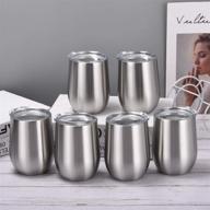 🍷 set of 6 stainless steel stemless wine tumblers - 12oz glasses with lid and straw for picnic, camping, party, or everyday use logo