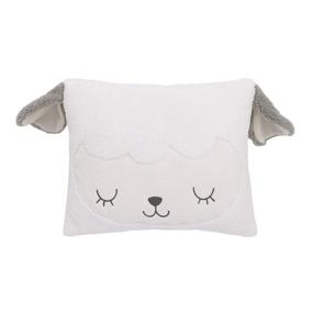 img 3 attached to 🐑 Soft Sherpa Lamb Shaped Decorative Pillow with 3D Ears - Little Love by NoJo in White and Grey