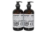 🌿 newport home and body co - wild lavender hand soap, 2 glass bottles, 16 fl oz each logo