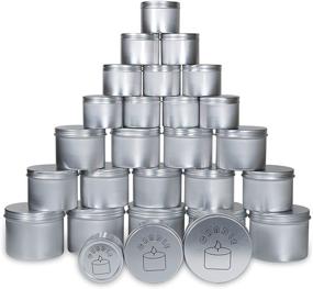 img 4 attached to 🕯️ Sutomo Candle Tin Set - 27 Pieces of 8oz/4oz/2.5oz Silver Candle Jars with Lids for Candle Making, Crafts, Gifts, and Storage