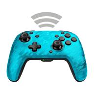 pdp nintendo switch faceoff wireless deluxe controller 🎮 - neon blue camo: enhanced gaming experience for nintendo switch logo