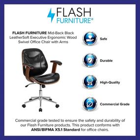 img 1 attached to 🪑 Premium Black LeatherSoft Executive Office Chair – Ergonomic & Swivel with Arms by Flash Furniture