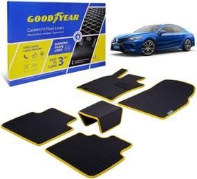 img 4 attached to 🚗 Goodyear Custom Fit Car Floor Liners for Toyota Camry 2018-2021 - Black/Yellow 5 Pc. Set - All-Weather Diamond Shape Liner for Efficient Dirt, Liquid, Rain, and Dust Trapping - Precision Interior Coverage - GY004113