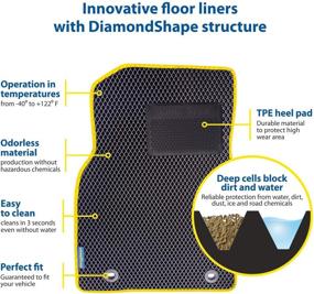 img 3 attached to 🚗 Goodyear Custom Fit Car Floor Liners for Toyota Camry 2018-2021 - Black/Yellow 5 Pc. Set - All-Weather Diamond Shape Liner for Efficient Dirt, Liquid, Rain, and Dust Trapping - Precision Interior Coverage - GY004113