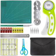 finccida 45mm rotary cutter set: fabric crafting essentials with 5 extra blades, a4 cutting mat, quilting ruler, steel ruler, craft knife, scissors, storage bag, sewing clips logo