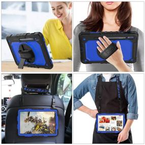 img 1 attached to 📚 SEYMAC Stock Galaxy Tab S7 11'' Case with Screen Protector, Pencil Holder [360° Rotating Hand Strap/Stand] - Drop-Proof Case for Samsung Galaxy Tab S7 11 Inch 2020 (Blue+Black)