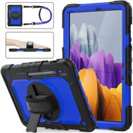 📚 seymac stock galaxy tab s7 11'' case with screen protector, pencil holder [360° rotating hand strap/stand] - drop-proof case for samsung galaxy tab s7 11 inch 2020 (blue+black) logo